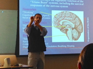 Brad teaching the "hand model of the brain" in Ohio